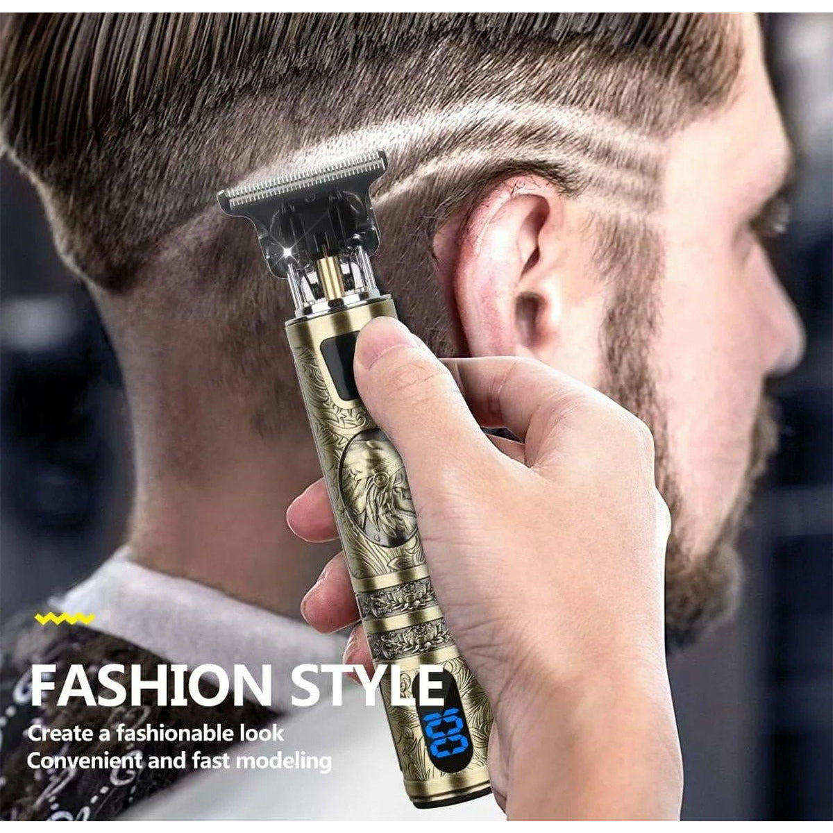 T9 - Luxe Tondeuse met LCD Display - Inclusief 4 Opzetkammen - USB Opaadbaar - Professionele Trimmer - Scheerapparaat - Baardtrimmer - Precisietrimmer- Draadloos - USB Opladen - Haarstyling – Goud