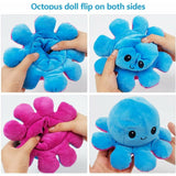 Omkeerbaar Octopus Knuffel | Stemming Pluche | Reversible | Inside Out | Speelgoed | Bekend van Tik Tok | Blauw | Paars | 1 Stuk