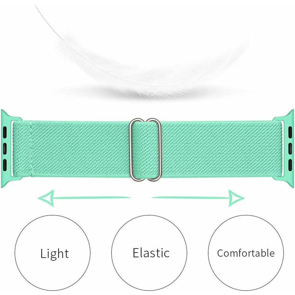 2 Stuks | Elastische Solo Loop horlogebanden | Compatibel met Apple Watch 38 mm - 40 mm | Gevlochten Nylon Sportbanden | Verstelbare Vervangingsbanden | Duurzaam, Licht en Sterk | Compatibel met Apple Watch Series 7/6/5/4/3/2/1/SE |Unisex
