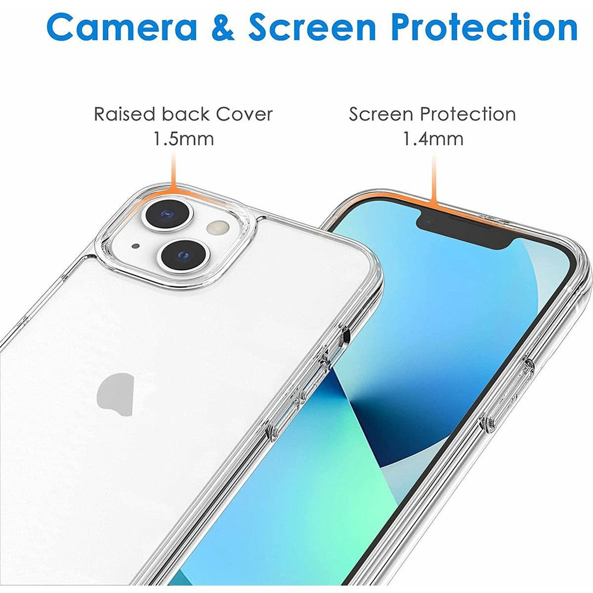 iPhone 13 Hoes - Slanke en Krasbestendige Transparante Hoes voor iPhone 13 (6,1-inch) - PC + TPU Materiaal - Schokabsorberende Bescherming met Verhoogde Randen - Ondersteunt Draadloos Opladen - Perfecte Pasvorm met Toegang tot Alle Poorten