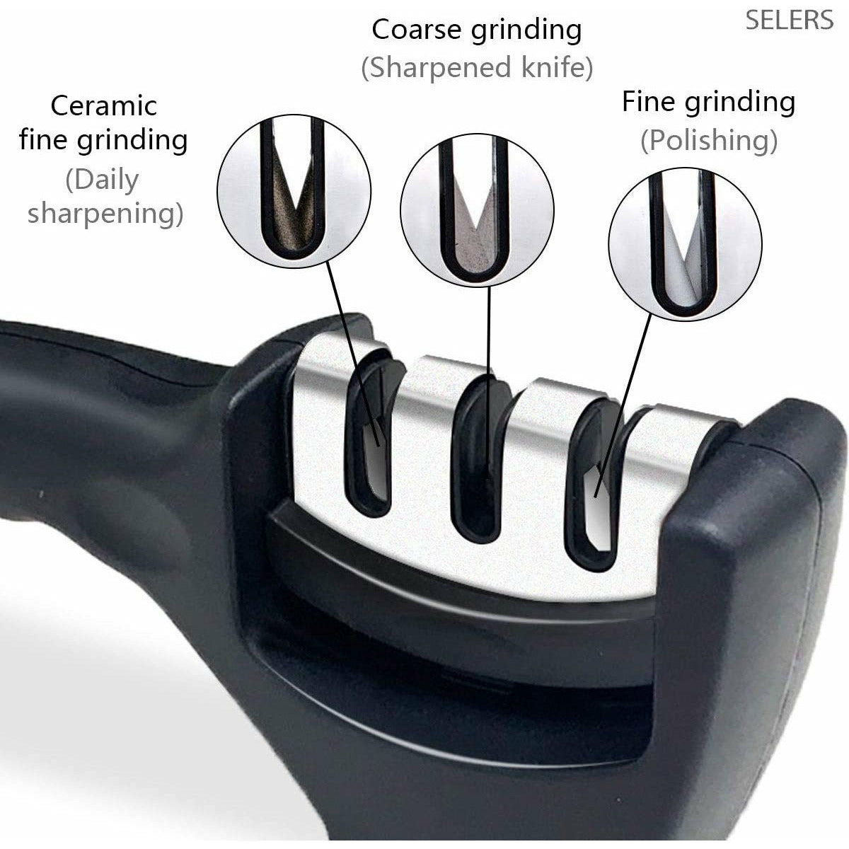 3-Traps - Multifunctioneel Messenslijper - Professioneel Tungsten, Diamant & Keramiek - Precisie, Fijne & Grove Slijping - Antislip & Ergonomisch Design - Zwart