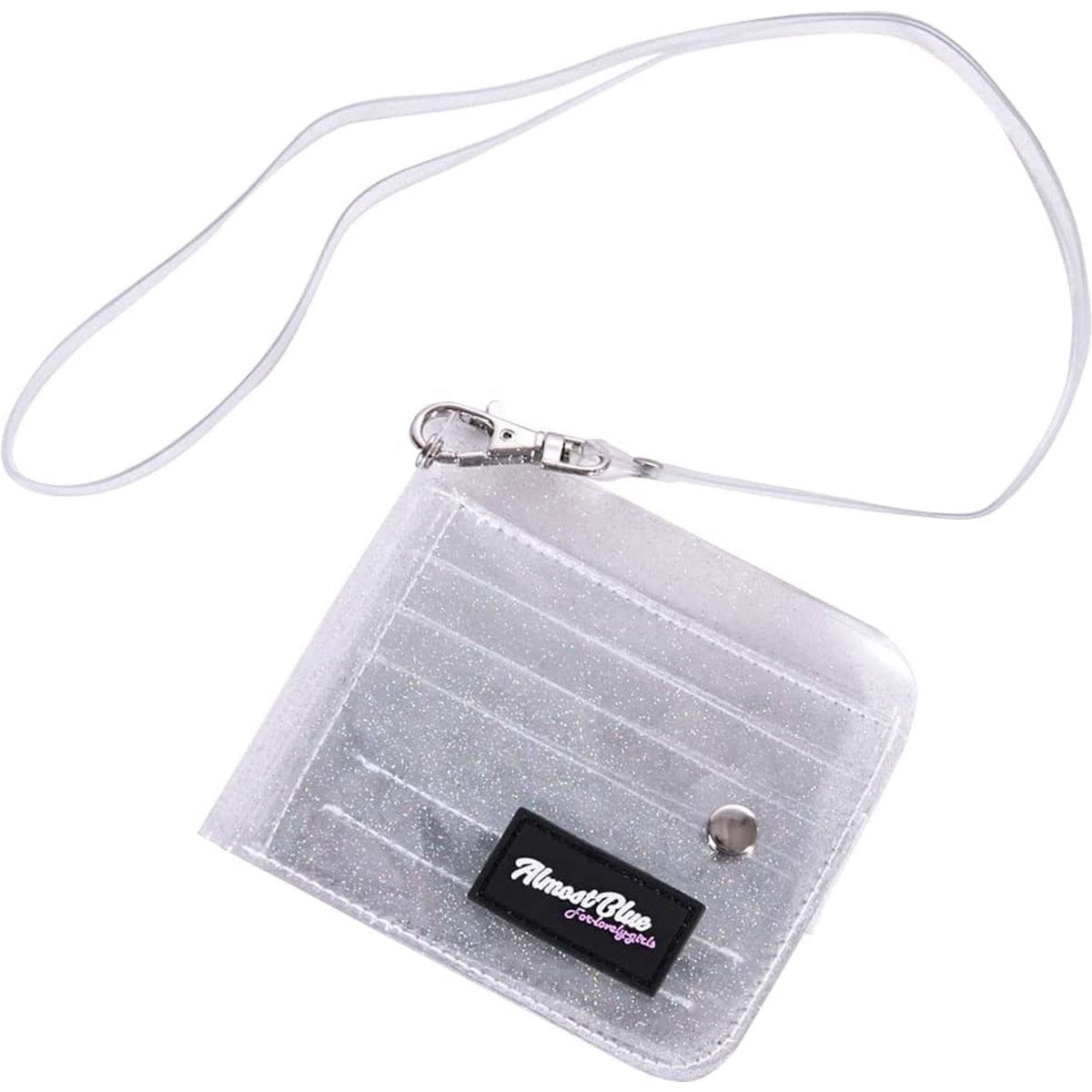 Doorzichtige - Glitter Jelly Portemonnee - Transparant Bifold - Fotokaarten Houder - Met Lanyard En Muntzakje -