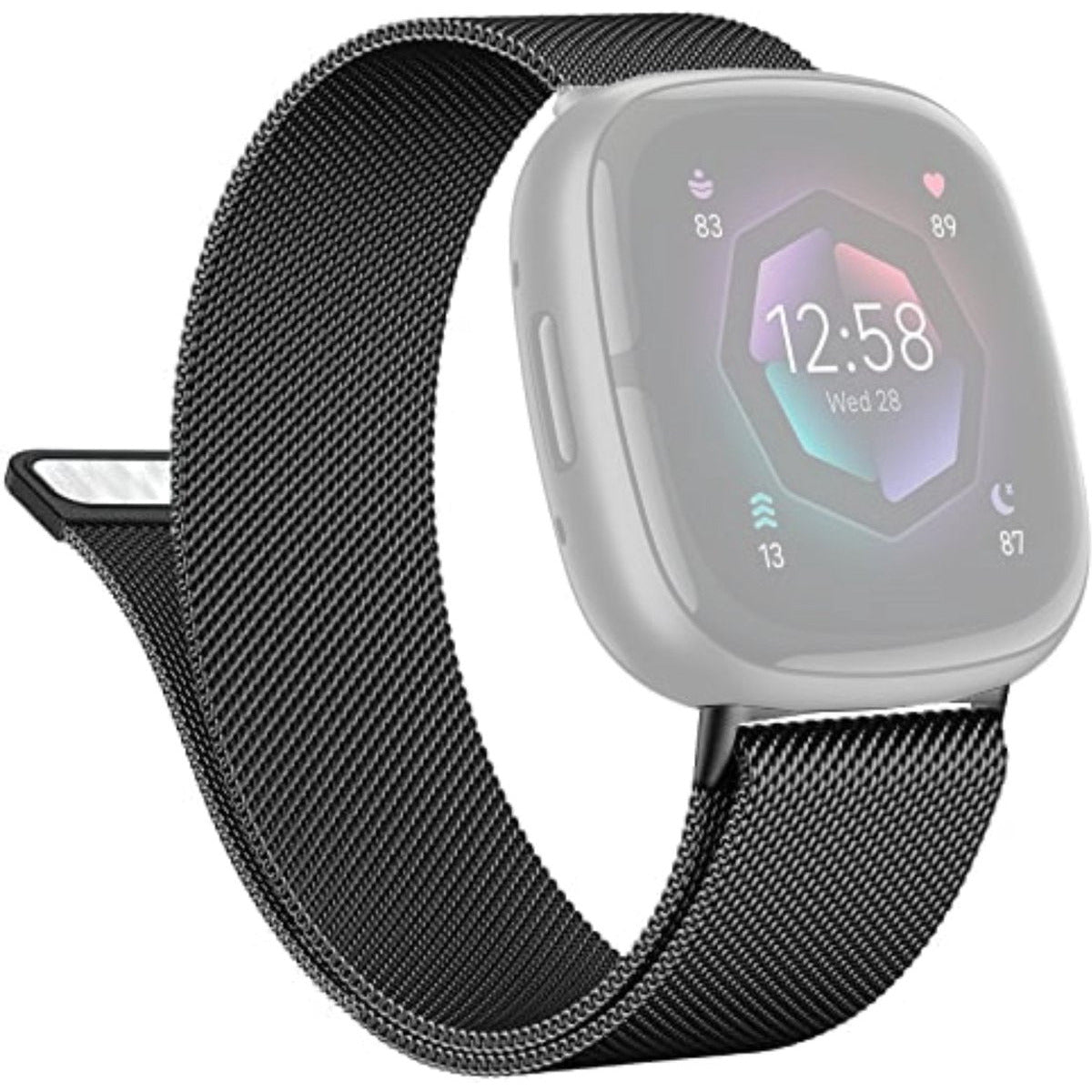 Metalen band voor Fitbit Versa 3/4 & Sense/Sense 2 – roestvrijstalen mesh horlogebandje – verstelbare magnetische sluiting – ademend & lichtgewicht design – vervangende armband 155–254 mm – geen gereedschap nodig – stijlvol smartwatch bandje