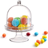 Mini Cake Stands | 12 Stuks | Kleine Plastic Taart, Snoep Displays met Koepel | D 5 cm x H 8.5 cm | Helder