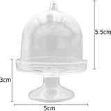 Mini Cake Stands | 12 Stuks | Kleine Plastic Taart, Snoep Displays met Koepel | D 5 cm x H 8.5 cm | Helder
