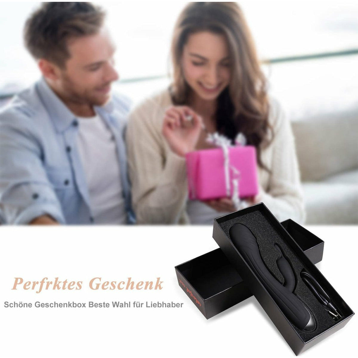 Louviva - Krachtige 2 In 1 Rabbit G-spot Vibrato -r Met 7 Pulse Frequenties - en 7 Vibratie Modi - USB - Oplaadbaar - Waterdicht - Massager -Zwart