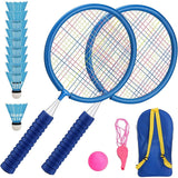 16 In 1 - Badminton Set - Voor Kinderen - Badminton Pakket - Inclusief 10 Shuttles En Draagtas - Badminton Speelgoed Set - Met 2 Badminton Rackets - Geschikt Voor binnen En Buiten, Achtertuin En Strand, sport - Blauw