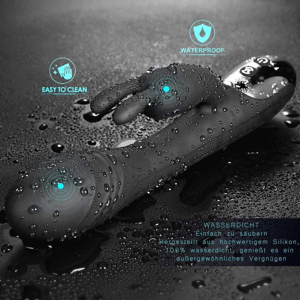 Louviva - Krachtige 2 In 1 Rabbit G-spot Vibrato -r Met 7 Pulse Frequenties - en 7 Vibratie Modi - USB - Oplaadbaar - Waterdicht - Massager -Zwart