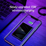 Baseus Compacte Draadloze Oplader - Snellader - 15W - Wireless Charger - Charging Pad - Fast Charger -15W Ultra Dun met USB Kabel 1M Zwart