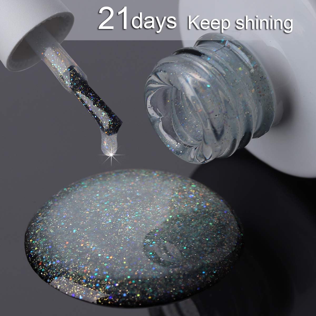 Makartt Holographic Gel Nagellak | No Wipe Top Base | UV LED | 21 Dagen Langdurigheid | Glitter Mirror | Poly Nail Extension Gel | Shine Afwerking