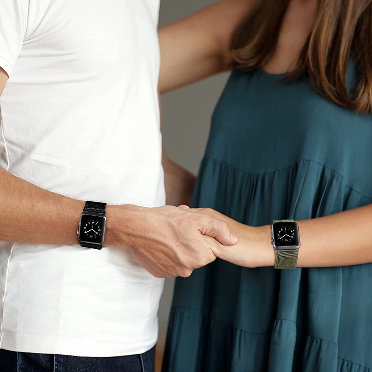 2 Stuks | Elastische Solo Loop horlogebanden | Compatibel met Apple Watch 42 mm - 44 mm | Gevlochten Nylon Sportbanden | Verstelbare Vervangingsbanden | Duurzaam, Licht en Sterk | Compatibel met Apple Watch Series 7/6/5/4/3/2/1/SE |Unisex |