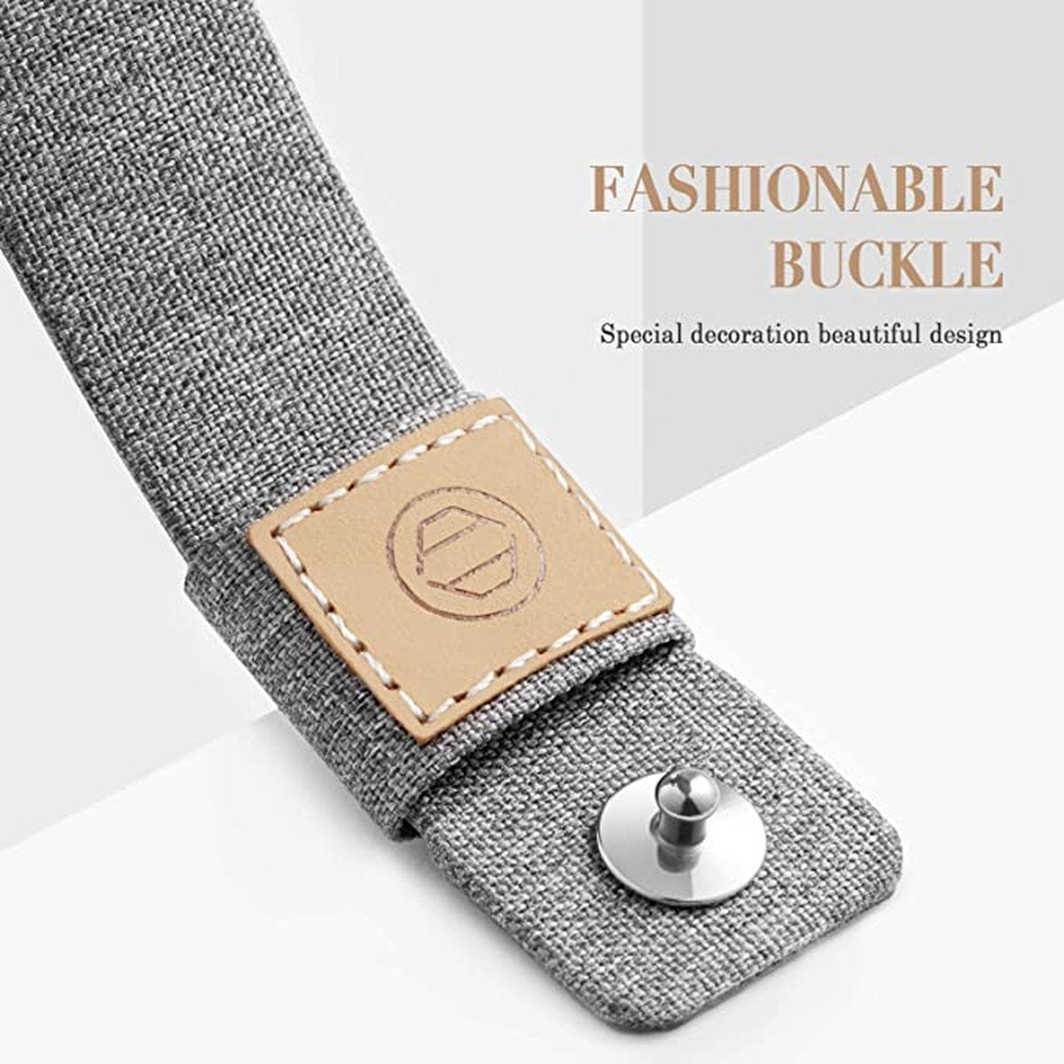 Gewoven Vervangende Band Geschikt voor Apple Watch - Nylon stof met Leren Voering en Kliksluiting - Geschikt voor Apple Watch 38mm - 40mm - Series 7/6/5/4/3/2/1 SE - Grijs - Unisex