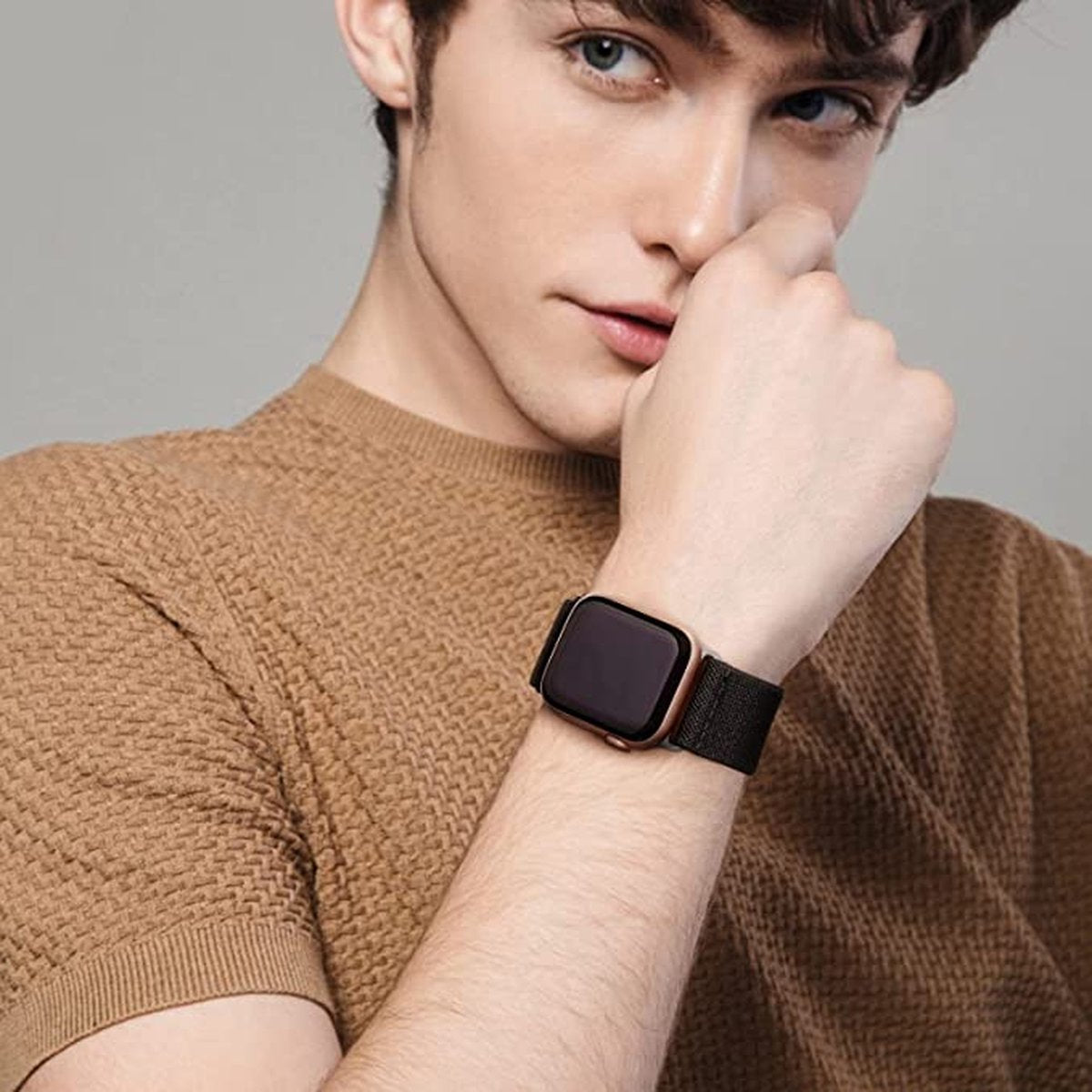 2 Stuks | Elastische Horlogebanden  | Gevlochten Nylon Sportbanden | Verstelbaar | Compatibel met Apple Watch 42 mm - 44 mm - Series 7/6/5/4/3/2/1/SE