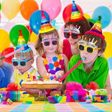 6 Stuks - Happy Birthday Zonnebrillen - Taart Vormige Brillen - Feest Bril - Verjaardagsfeestje Gunsten - Grappige Party Zonnebril - Uitdeel Cadeau's