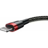 Baseus - USB Lightning Kabel - 1,5A - 2 Meter - Geschikt voor Apple iPhone - Nylon Gevlochten Oplaadkabel - Duurzaam Ontwerp - USB naar Lightning Kabel - Bestandsoverdracht en Opladen - Aluminium Connectors - Anti-War Technologie