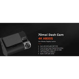 2 Delig - 70mai A800S True 4K Dual Channel Auto Dashcam Set - 2160P Voor & 1080P Achter - GPS - IMX415 Sensor - ADAS - F1.8 - 140° Breedhoek - 7G Lens - 3D-DNR - 5GHz WiFi - Tot 128GB Ondersteuning"