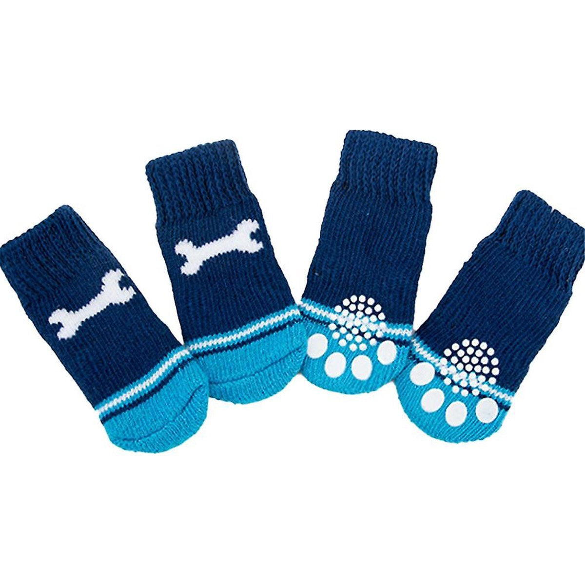 4 + 4 Stuks - Hondenschoenen En Hondensokken Set - Hondenlaarzen Met Rits En Bandje - Pootbeschermer - Puppy Slofjes - Antislip - Ademend Met Reflecterende Bandjes - Inclusief Bijpassende Honden Sokken - Maat 5 - XXL - Blauw