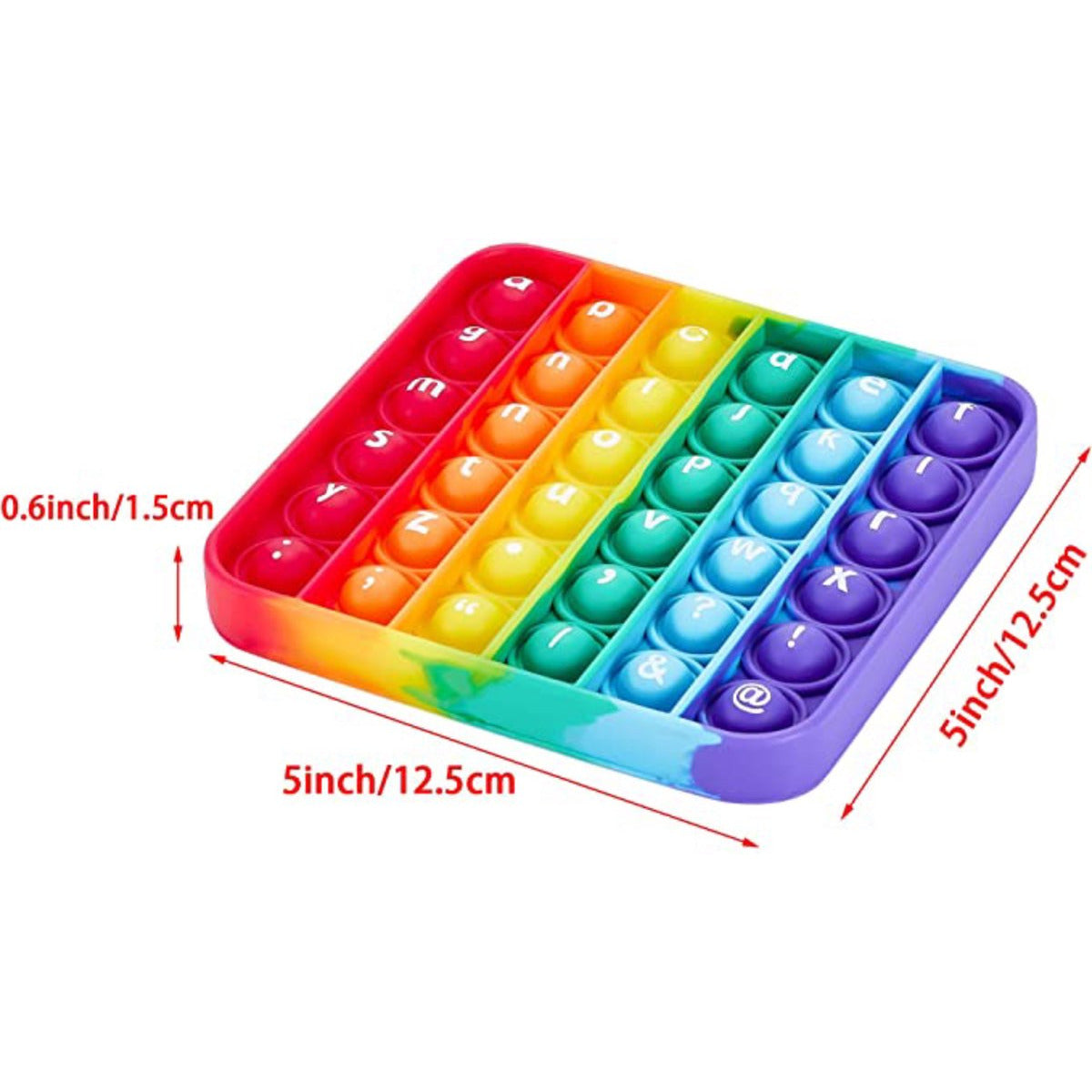 2 Delig - Pop It Set - Regenboog Fidget Toy Met Letters - Sleutelhanger Bubble Pop - Antistress Fidget Toy - Zintuigelijk Spel - Silicone - Angst- En Stress Verlichter