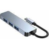 Aluminium USB Type-C naar USB 3.0 Hub - 4 Poorten Adapter - met 1 USB-3.0 en 3 USB-2.0 poorten | Draagbaar USB- C Dock  MacBook / Windows