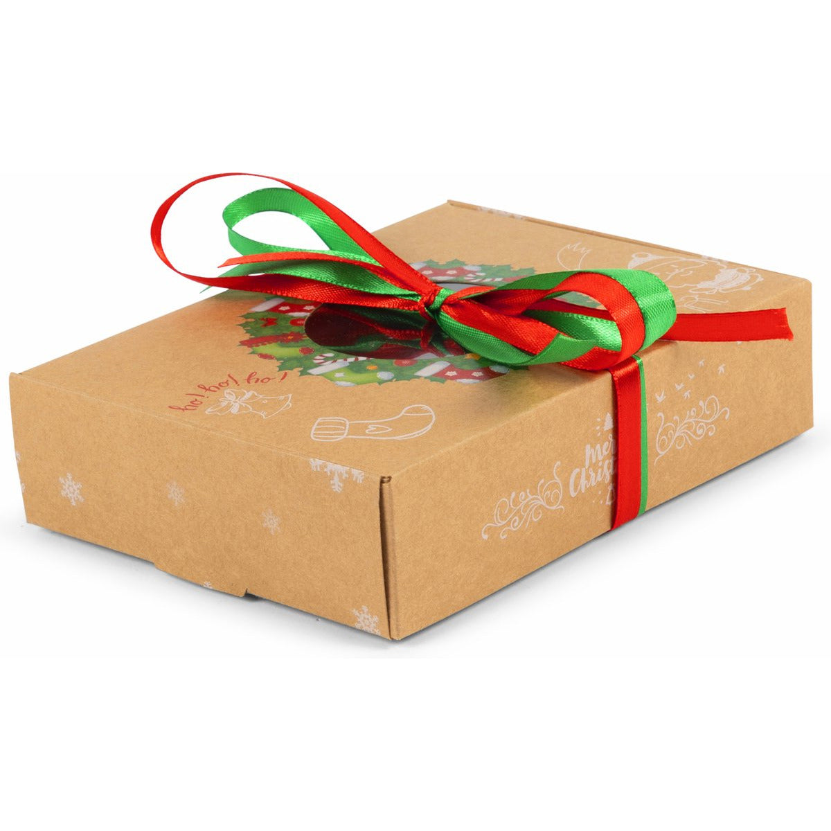 12 Stuks - Gebak Doosjes - Met Rood En Groen Lint - Kerst Koekjes Dozen - Kerstkoekjes Geschenkdozen - Gebak Kerstcadeau Doosjes - Kraft Papier Voedsel Dozen - Bedrukte Dozen Met Doorzichtig Venster - Herbruikbaar