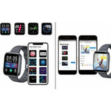 Sport Smartwatch | Bluetooth Fitness-Tracker | Inclusief Zwarte Vervangende Siliconen Banden | Hartslagmeter | Slaapmonitor | 1,4-Inch Touchscreen | Spatwaterdicht | Camerabediening | Fitnesshorloge | Unisex | Android / iOS | Zwart
