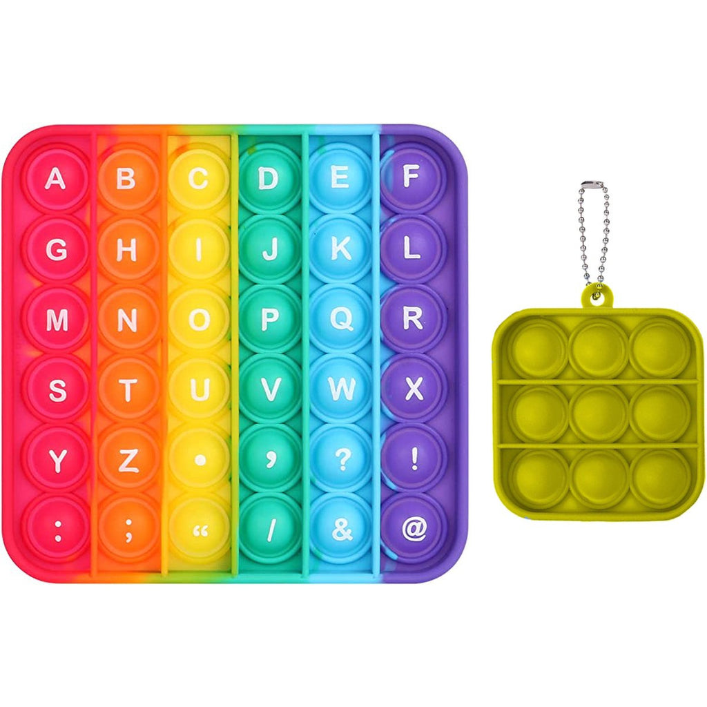 2 Delig - Pop It Set - Regenboog Fidget Toy Met Letters - Sleutelhanger Bubble Pop - Antistress Fidget Toy - Zintuigelijk Spel - Silicone - Angst- En Stress Verlichter