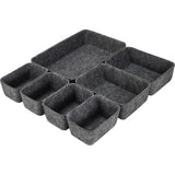 7 Delig - Lade Organizer Trays - 3 Maten - Velt - Grijs