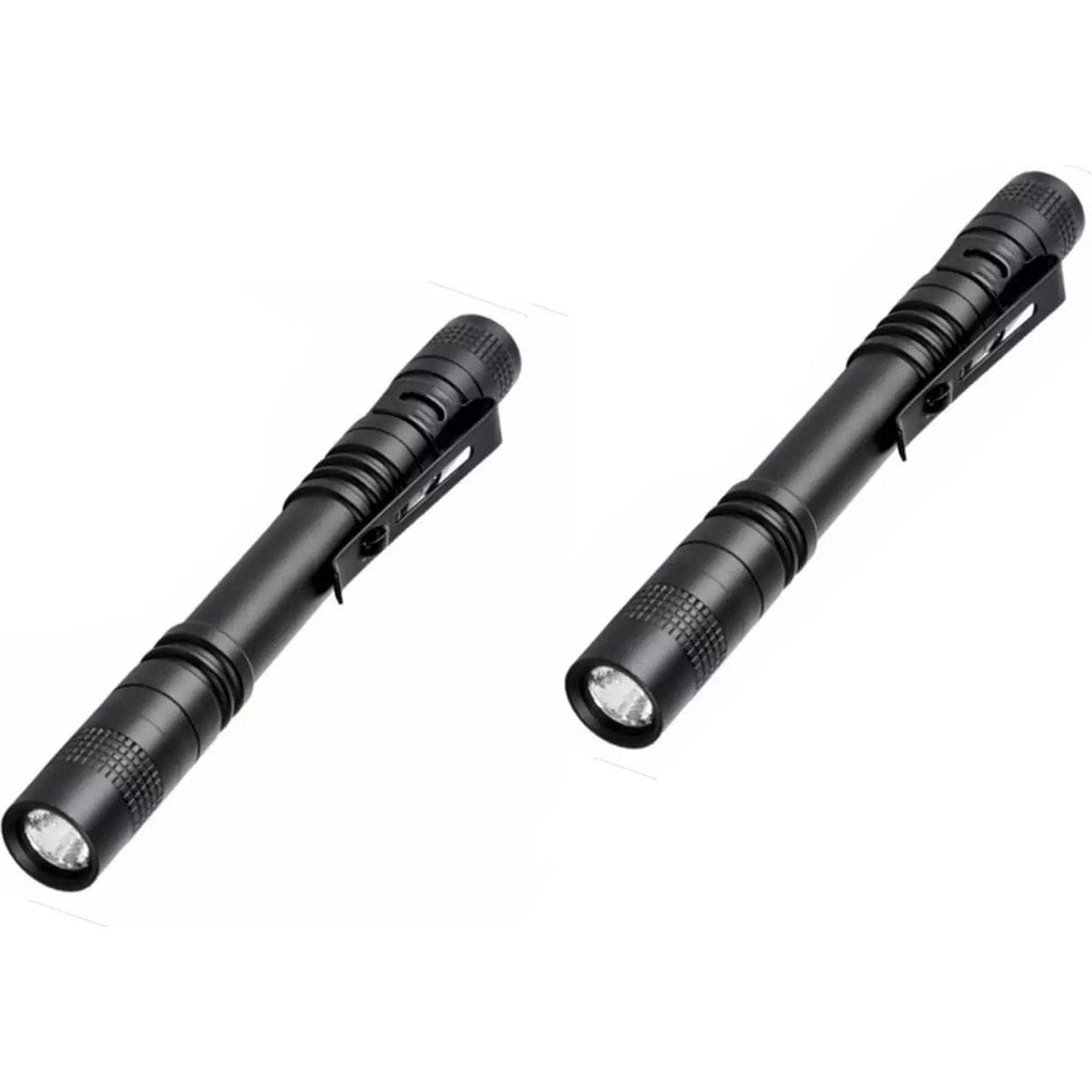2 Stuks - Aluminium LED Pen Light - Draagbare Metalen Zaklamp - Pocket Penlight - 500 Lumen - IPX4 Waterdicht - Ultra Pen Lampje - Clip - Batterij Aangedreven - Zwart