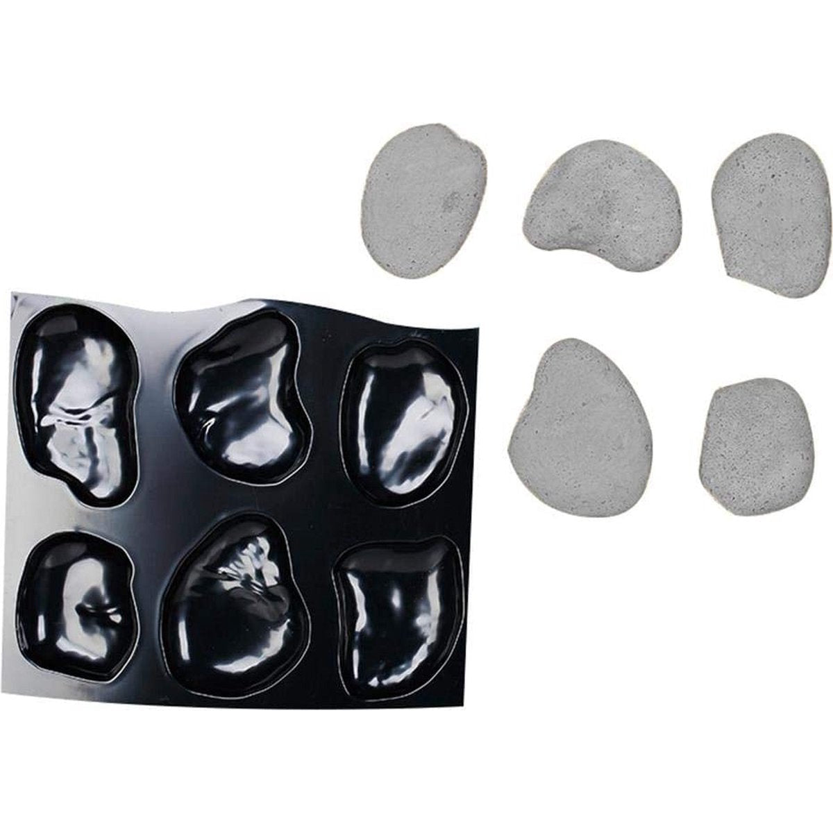DIY Kasseien Mallen - Herbruikbare Natuursteen Mallen - Keistenen Mold Voor DIY Tuin Decoratie - Step Stones Mold - 6 Grote Pebble Vormen Tray -