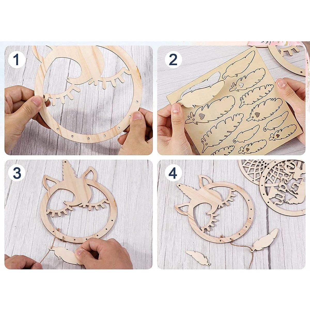 2 Stuks - DIY Houten Dream Catcher Pakket - Inclusief Jute Touw - Dromenvanger Bouw Set - Hangende Ornament - Cut Out Dreamcatcher Bouw Set - Dromenvanger Doe-Het-Zelf-kunst Knutselpakket