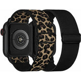 2 Stuks | Elastische Horlogebanden  | Gevlochten Nylon Sportbanden | Verstelbaar | Compatibel met Apple Watch 42 mm - 44 mm - Series 7/6/5/4/3/2/1/SE