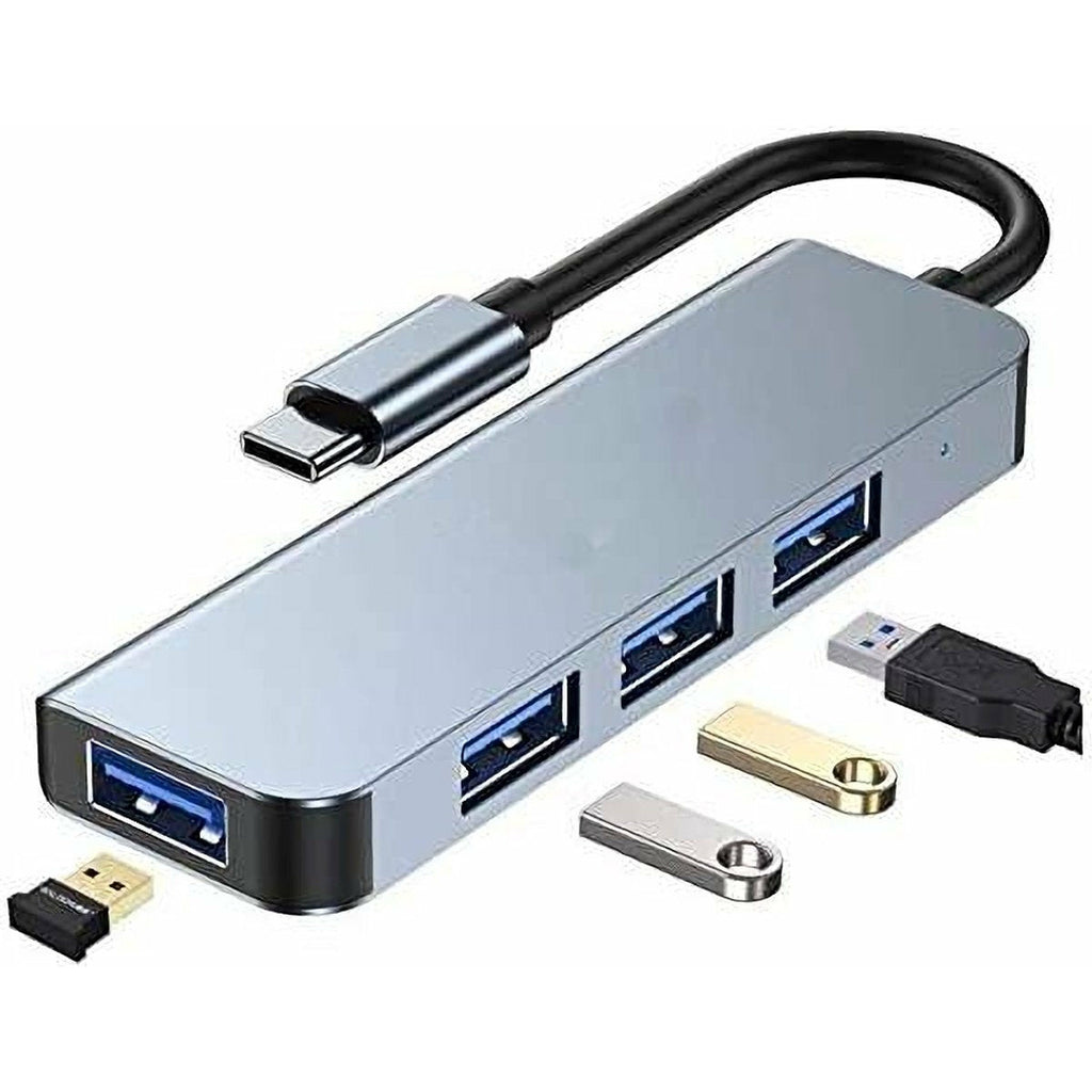 Aluminium USB Type-C naar USB 3.0 Hub - 4 Poorten Adapter - met 1 USB-3.0 en 3 USB-2.0 poorten | Draagbaar USB- C Dock  MacBook / Windows