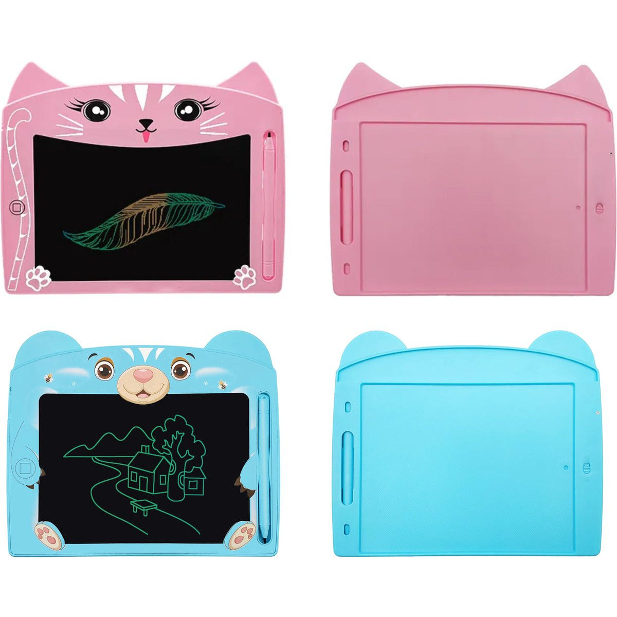 2 Stuks - Kleurrijke LCD Schrijfborden - 2 Ontwerpen - Educatief Tekentablet Met Kleurenscherm - Inclusief Bijhorende Pennen - Met Kleurenscherm - Doodle En Schetsblok Speelgoed - Lichtgewicht en Draagbaar - 8