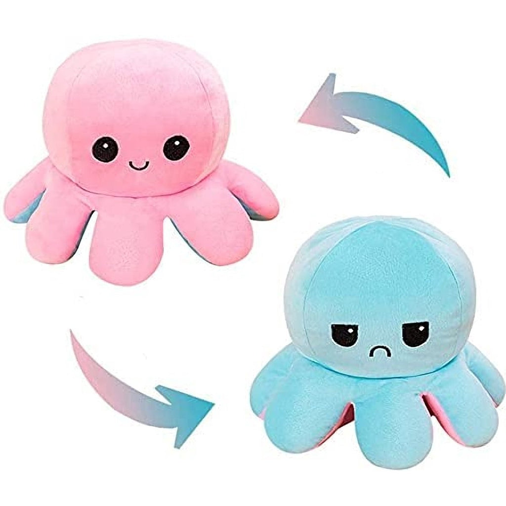 Omkeerbaar Octopus Knuffel | Stemming Pluche | Reversible | Inside Out | Speelgoed | Tik Tok | Roze | Blauw | 1 Stuk