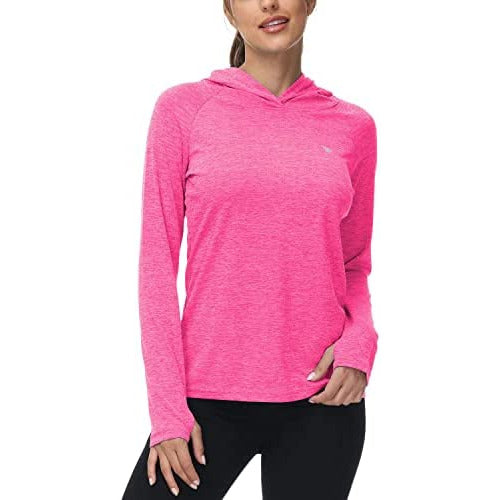 UPF 50+ Zonbescherming Hoodie - Elastische Yoga Hoodie - Lange Mouw Sport Shirt - Fitness  Trui Met Capuchon - Wandelen Outdoor UV-shirt - Lichtgewicht - ROZE