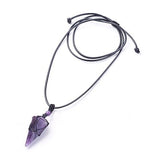 Amethist Hanger Ketting | 1 Stuk | Natuursteen, Gefacetteerde Kegelslinger voor Reiki, Chakra, Feng Shui met Waxkoord