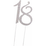 Nummer 18 - Taart Topper Met Steentjes - Metalen 18e Verjaardag taart Decoratie - Kristalsteentjes - Cake Topper