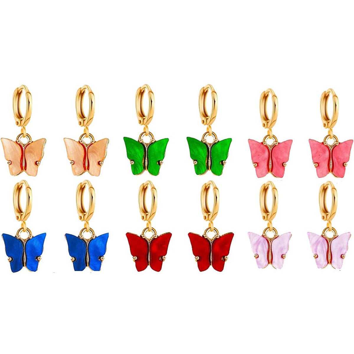 14 Paar – mini vlinder bedels – small butterfly charms – acryl en metaallegering – roestvrije sieraden onderdelen – DIY vlindertjes voor armband – ketting – sleutelhanger – cadeau decoratie – creatieve vlinder hangers – 1.3 x 2.5 cm