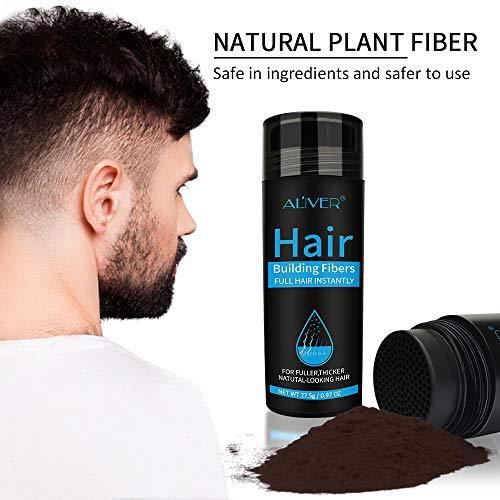 Aliver - Haarvezels Voor Dunner Wordend Haar -  Natuurlijke Formule - Dikker Voller Haar In 15 Seconden - Verbergt Haaruitval - Unisex 0.97Oz - Zwart