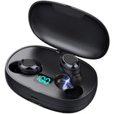 Mini draadloze oordopjes, Bluetooth 5.0-hoofdtelefoon tot 50 uur speeltijd, stereogeluid met diepe bas, microfoon, geavanceerde ruisonderdrukking, draadloos 2200mAh powerbank oplaadetui