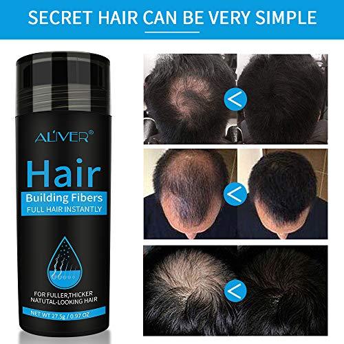 Aliver - Haarvezels Voor Dunner Wordend Haar -  Natuurlijke Formule - Dikker Voller Haar In 15 Seconden - Verbergt Haaruitval - Unisex 0.97Oz - Zwart