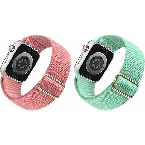 2-Pack Nylon Apple Watch Band – Verstelbare Horlogebandjes Voor Apple Watch 42mm 44mm 45mm – Compatibel Met iWatch Series 1-9 SE Nike+ Sport Edition – Zachte Ademend Nylon Strap – Lichtgewicht Polsband – Herens &amp; Dames