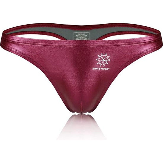 Sexy Faux Leren Herenslip - Herenmode String - Man Thong Ondergoed - Geschikt Om In Te Zwemmen - Rood - Maat XXL