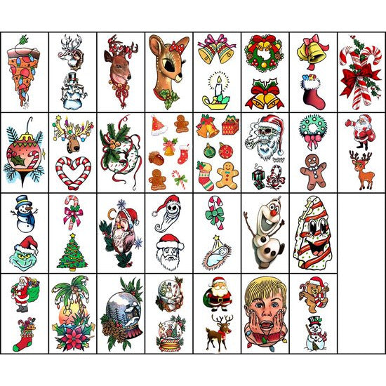 69 Stuks – tijdelijke tattoos voor volwassenen – neptatoeages – waterproof tattoo stickers – realistische plaktattoos – niet-giftige lichaamstattoos – duurzame fake tattoo designs – nep tattoos voor arm – been – nek – rug – kerst tattoo set