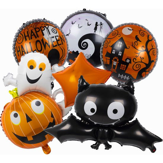 10 Stuks - Halloween Ballonnen Set - Inclusief Pomp - Folie Ballon Decoratie Set - Herbruikbaar - Spooky Feest Versiering -
