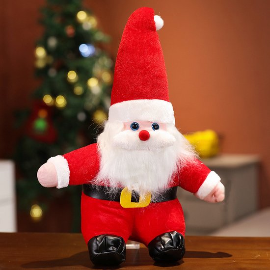 Decoratieve Kerstman - Gevulde Kerstman Pluche Decoratie - Met Bell - Rood