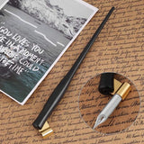 Oblique Pen houder - Kalligrafie Pen - Oblique Dip Penhouder - Met Messing Penpunt Houder - Engelse Kalligrafie Duikpen Handvat - Verwijderbare Metalen Punt Houder - Zwart