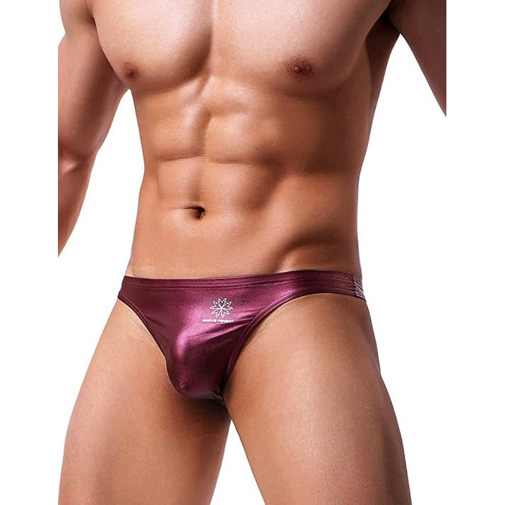 Sexy Faux Leren Herenslip - Herenmode String - Man Thong Ondergoed - Geschikt Om In Te Zwemmen - Rood - Maat S