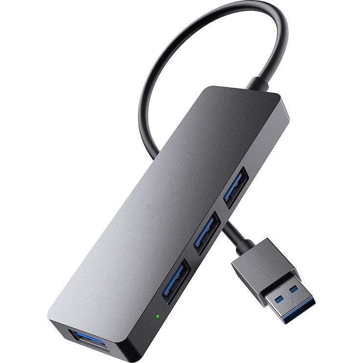 Aluminium USB A naar USB A | Type-A 3.0 Hub - 4 Poorten Adapter - met USB-3.0 poorten | Tot 5 Gbps | Draagbaar USB Naar USB | Compatibel met MacBook, Windows, Linux