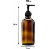 Amber Glazen Zeepdispenser | 250ml | Lege pompflessen | Navulbaar Flacon | Pompflesje | Geschikt voor Zeep/ Lotion/ Shampoo/ Conditioner